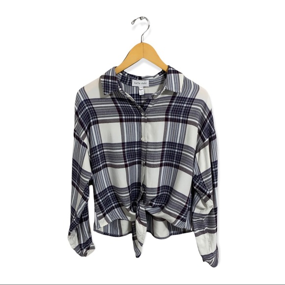 Bella Dahl Plaid Tie Front Blouse - Picture 2 of 10